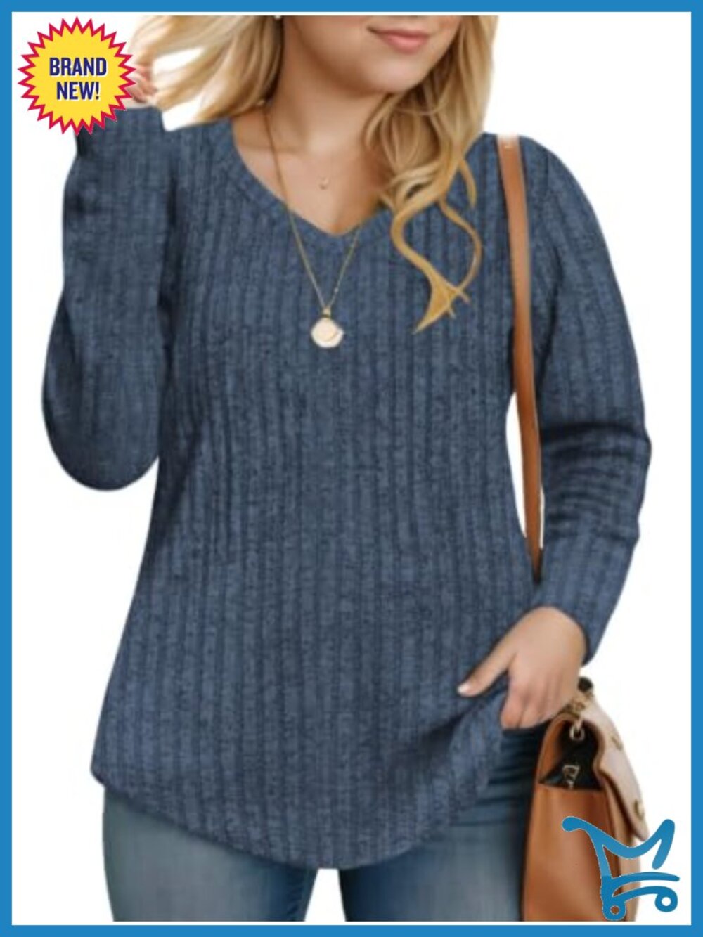 Plus Size V-Neck Long Sleeve Tunic Top Lightweight Knit Pullover Sweater